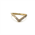 Diamond Curved V Chevron Stacking Ring Wedding Band