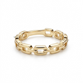 Geometric Link Chain Band Ring in Solid Gold