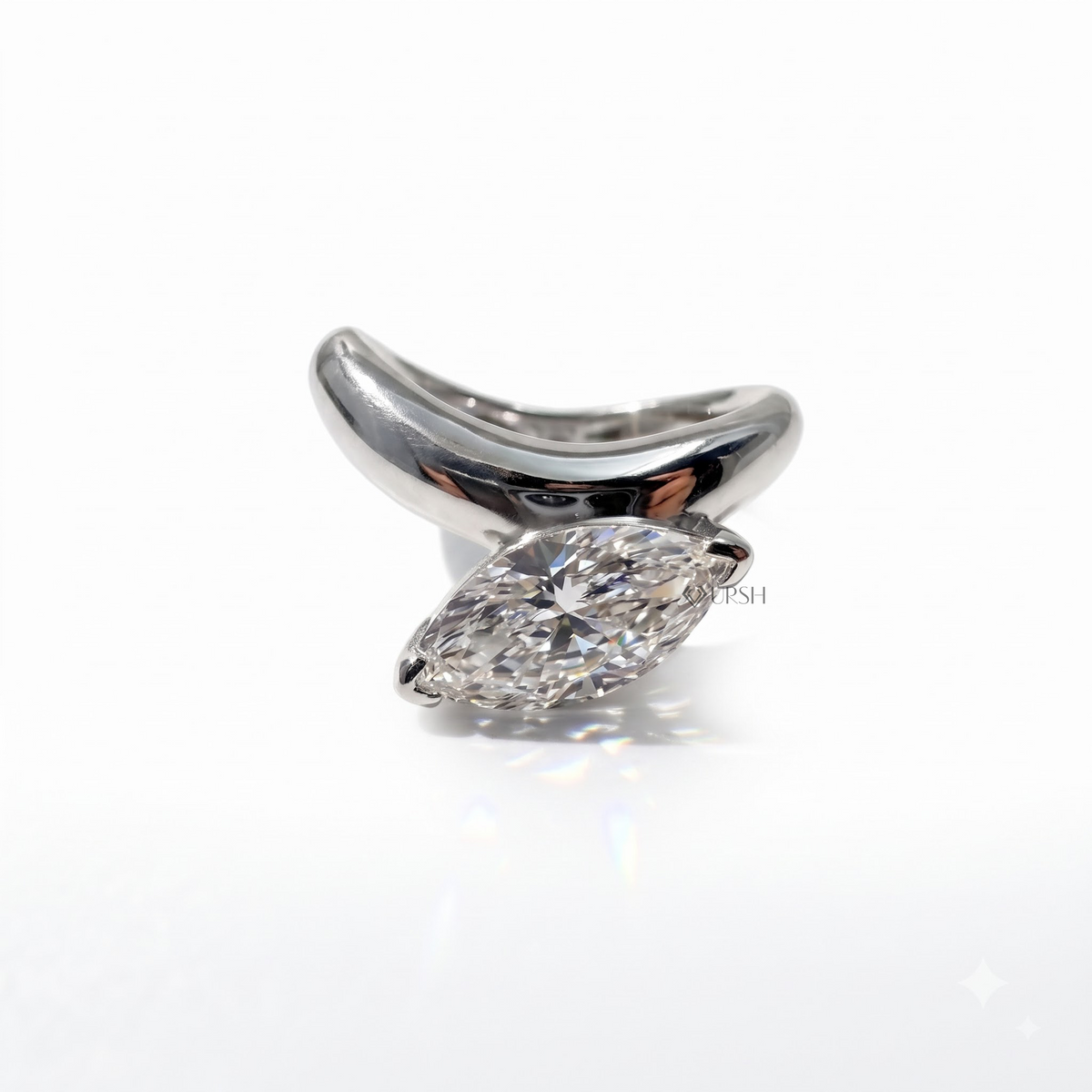 Modern Wavy Marquise Diamond Engagement Ring