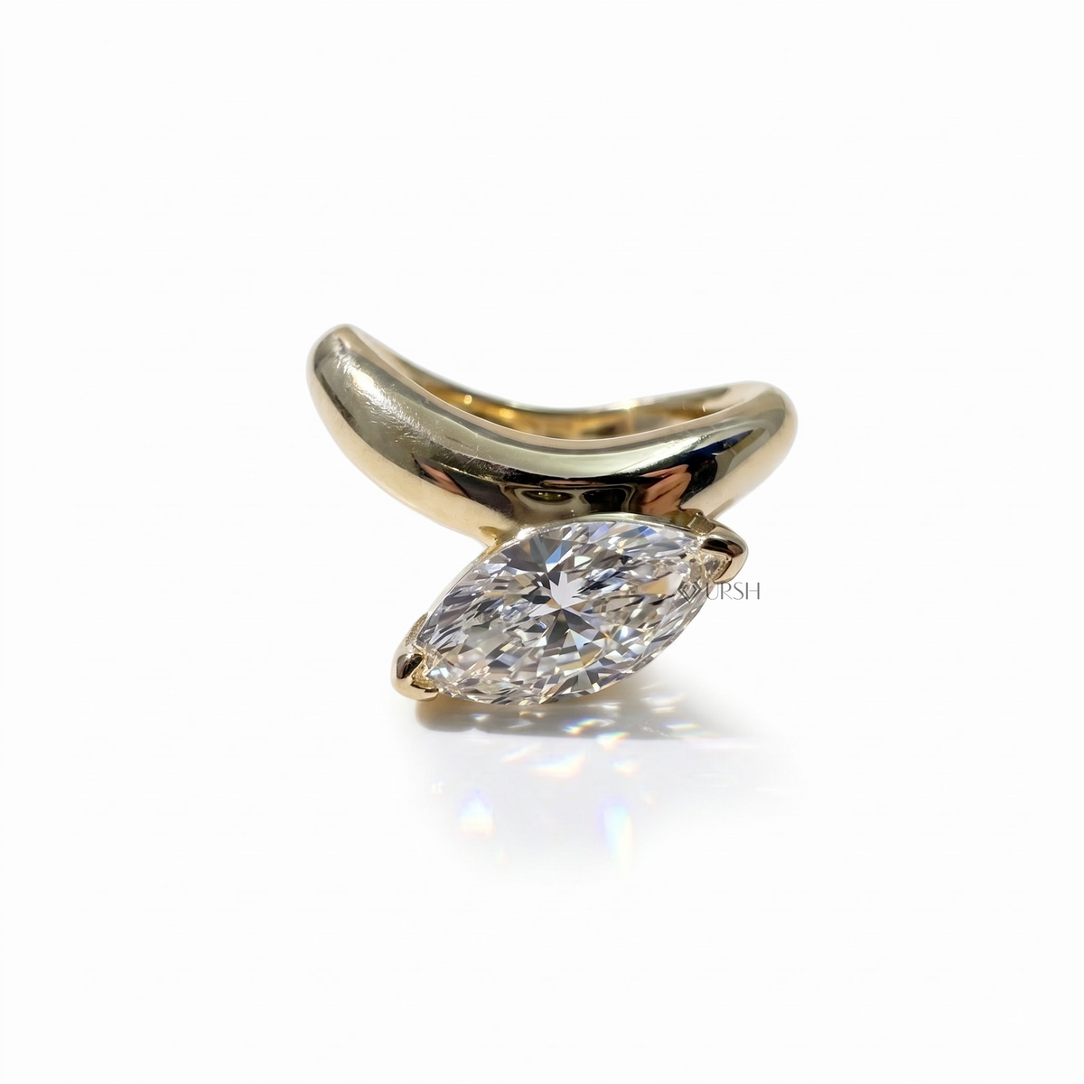 Modern Wavy Marquise Diamond Engagement Ring