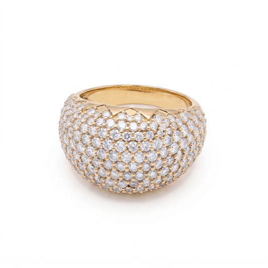 Micro-Pave Bomb Dome Ring / Chunky Gold Statement Ring
