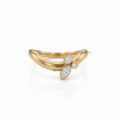 Botanical Lab-Grown Diamond Leaf Cluster Bypass Ring Marquise & Round Floral Bezel Contour Band