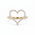 Open Heart Diamond Ring / Asymmetric Heart Statement