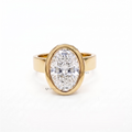 Oval Cut Diamond Bezel Engagement Ring Wide Cigar Band