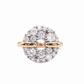 Pave Disc Dome Statement Ring Two Tone Solid Gold