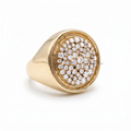 Pave Diamond Disc Signet Statement Ring / Cocktail Ring
