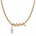 Pear Diamond Spiral Wire Charm Snake Chain Necklace