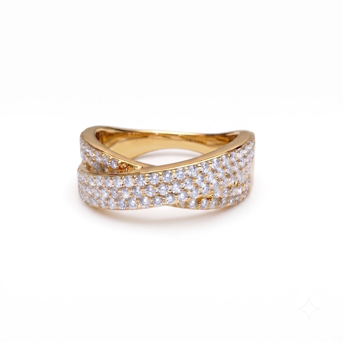 Wide Criss-Cross Pave Statement Ring
