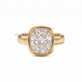 Cushion Cut Diamond Puffy Bezel Solitaire Engagement Ring