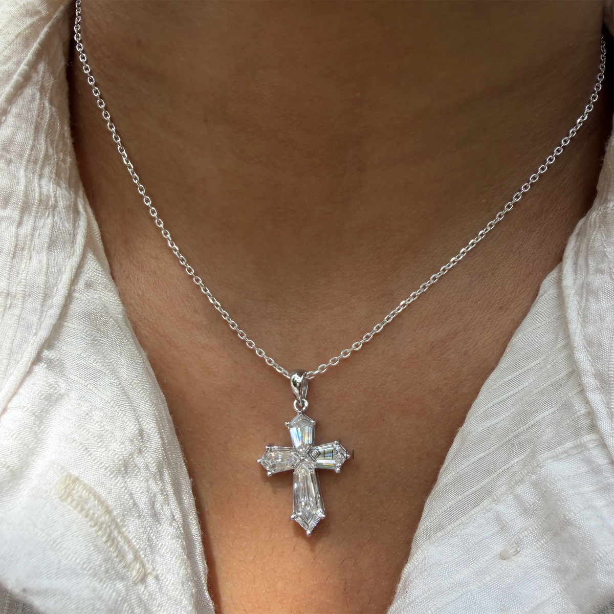 Lab-Grown Diamond Cross Pendant Necklace