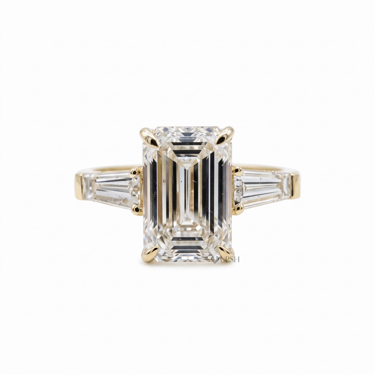 3 Carat Emerald Cut Lab-Grown Diamond Three-Stone Engagement Ring