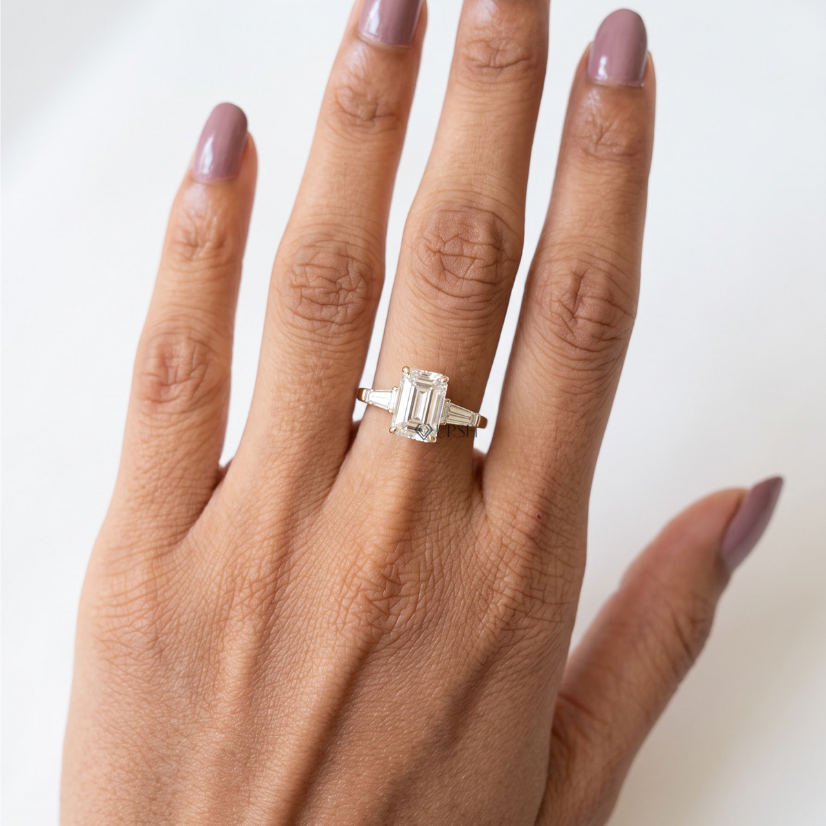 3 Carat Emerald Cut Lab-Grown Diamond Three-Stone Engagement Ring