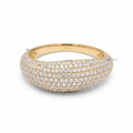 Diamond Pave Wave Dome Ring Asymmetric Croissant Statement Band