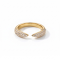 Open Cuff Diamond Pave Stackable Ring Tapered Claw Wrap Ring