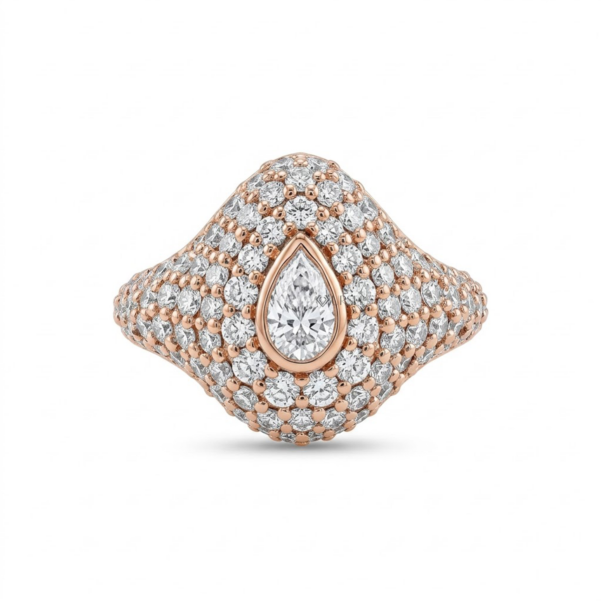 Pave Diamond Statement Ring with Pear Center Stone