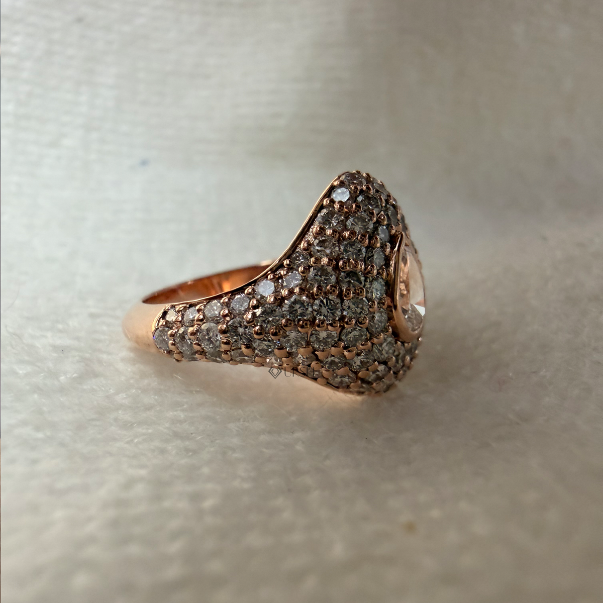 Pave Diamond Statement Ring with Pear Center Stone