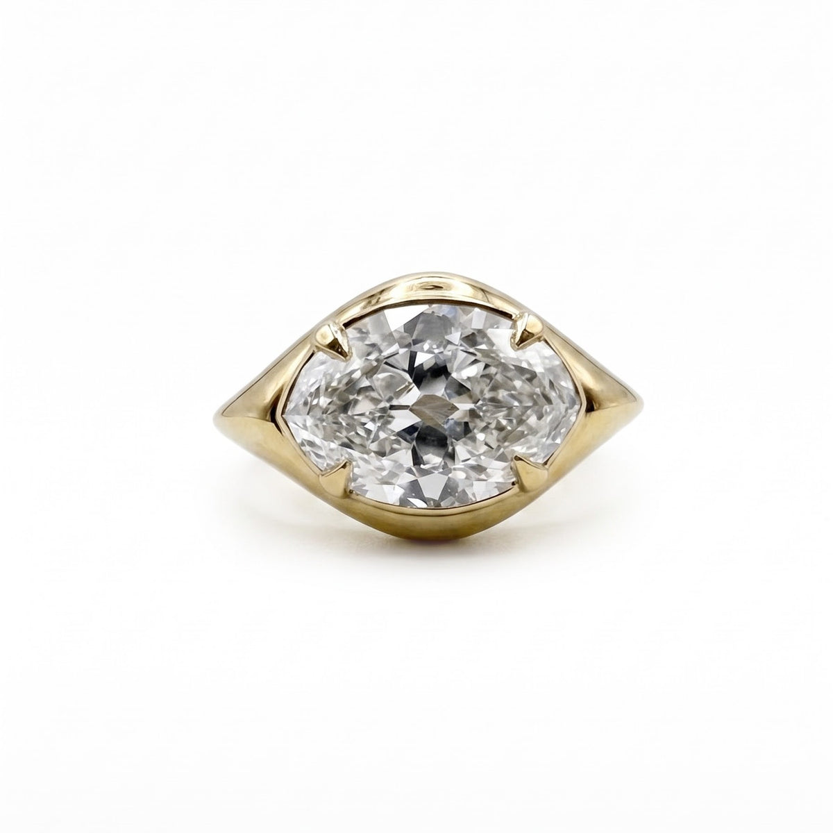 East-West Old mine Marquise Diamond Engagement Ring