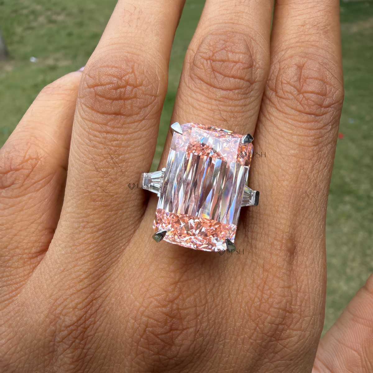 20ct Criss Cut Pink Diamond Engagement Ring